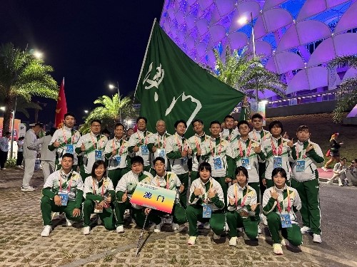 圖為澳門體育代表團(tuán)部分成員合影。（澳門特區(qū)體育局供圖）