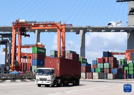 　　這是5月22日拍攝的香港貨柜碼頭。新華社記者 陳鐸 攝