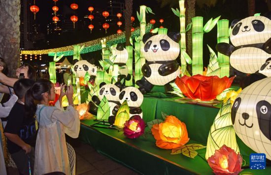 　　10月6日，市民在香港維多利亞公園欣賞中秋彩燈。新華社記者 陳鐸 攝