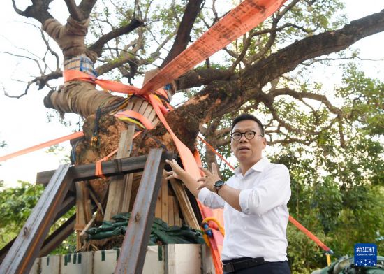 10月14日，中國建筑社區(qū)應(yīng)急義工隊(duì)常務(wù)副總指揮陳恒鑌介紹施工情況。新華社記者 陳鐸 攝